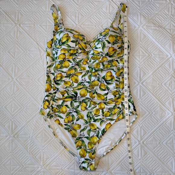 Niptuck Joanne Twist Front One Piece Swimsuit Suit Size 12 Lemon Print - Picture 4 of 13